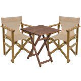 Set tavoline ngrënieje prej 3 copash Retto dru masiv ahu arrë-bezhë-stof ekru 60x60x71cm