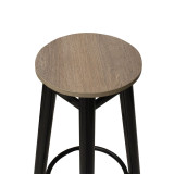 Stol bari Onyx pakoworld dru lisi-metal i zi me shkëlqim D33x77cm