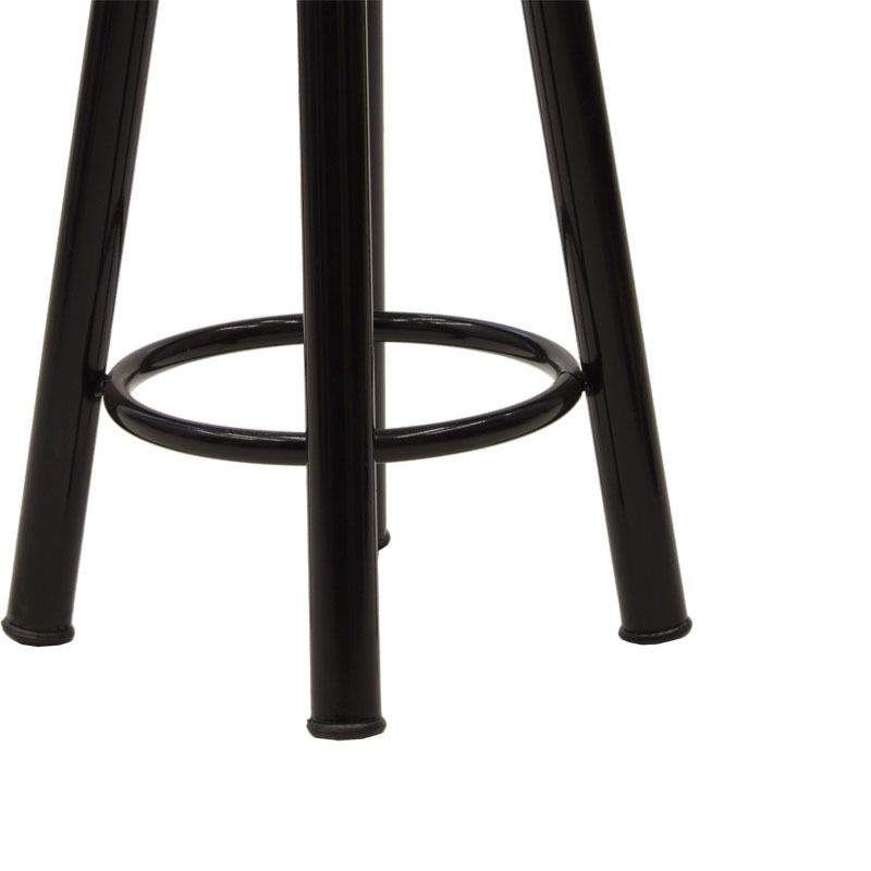 Stol bari Onyx pakoworld dru lisi-metal i zi me shkëlqim D33x77cm