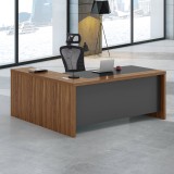 Tavolinë zyre profesionale këndore e djathtë Oscar pakoworld arrë-qymyr 200x188,6x76cm