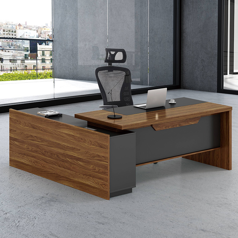 Tavolinë zyre profesionale këndore e djathtë Oscar pakoworld arrë-antracit 220x180x76cm