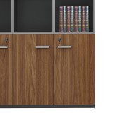 Bibliotekë profesionale Oscar pakoworld me dyer xhami në ngjyrë arrë-antracit 120x40x200cm