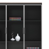 Bibliotekë profesionale Oscar pakoworld me dyer xhami në ngjyrë arrë-antracit 120x40x200cm