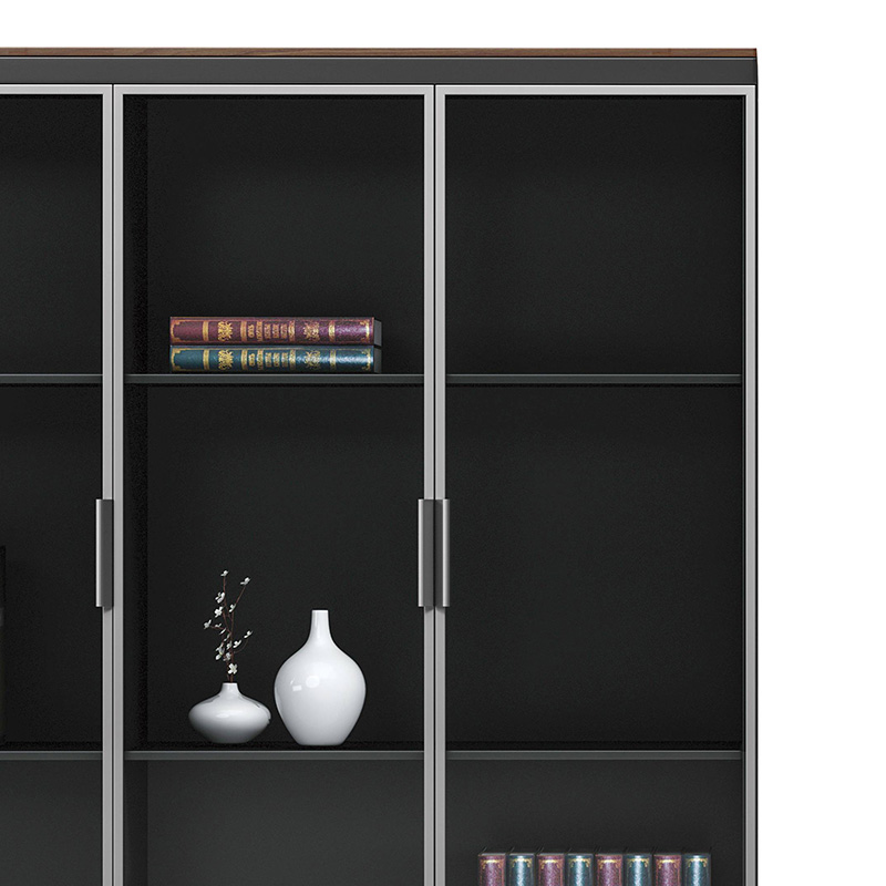 Bibliotekë profesionale Oscar pakoworld me dyer xhami në ngjyrë arrë-antracit 120x40x200cm