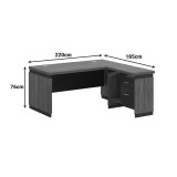 Tavolinë zyre profesionale e kthyeshme Oscar pakoworld melamine në nuancë arre-qymyr 220x185x76cm