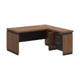 Tavolinë zyre profesionale e kthyeshme Oscar pakoworld melamine në nuancë arre-qymyr 200x180x76cm
