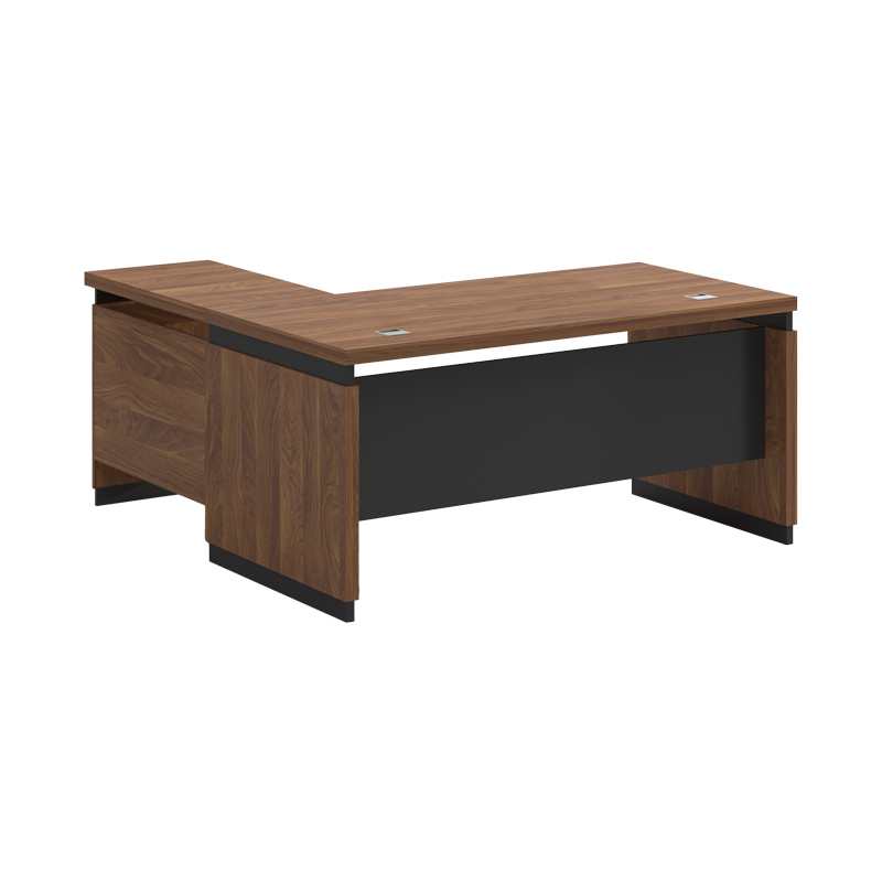 Tavolinë zyre profesionale e kthyeshme Oscar pakoworld melamine në nuancë arre-qymyr 200x180x76cm