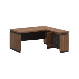 Tavolinë zyre profesionale e kthyeshme Oscar pakoworld melamine në nuancë arre-qymyr 160x160x76cm
