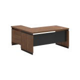 Tavolinë zyre profesionale e kthyeshme Oscar pakoworld melamine në nuancë arre-qymyr 160x160x76cm