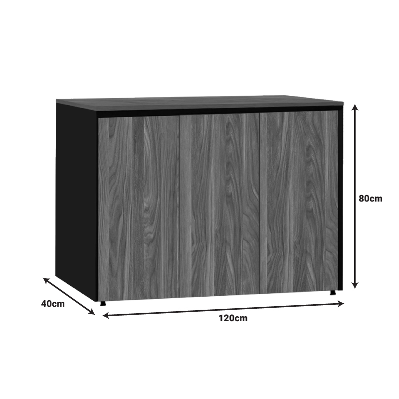 Kabinet zyre profesional i ulët profesional Oscar pakoworld melamine në nuancë arre-qymyr 120x40x80cm