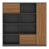 Oscar profesional pakoworld raft librash profesional zyre me melaminë në nuancë arre-qymyr 180x40x180cm