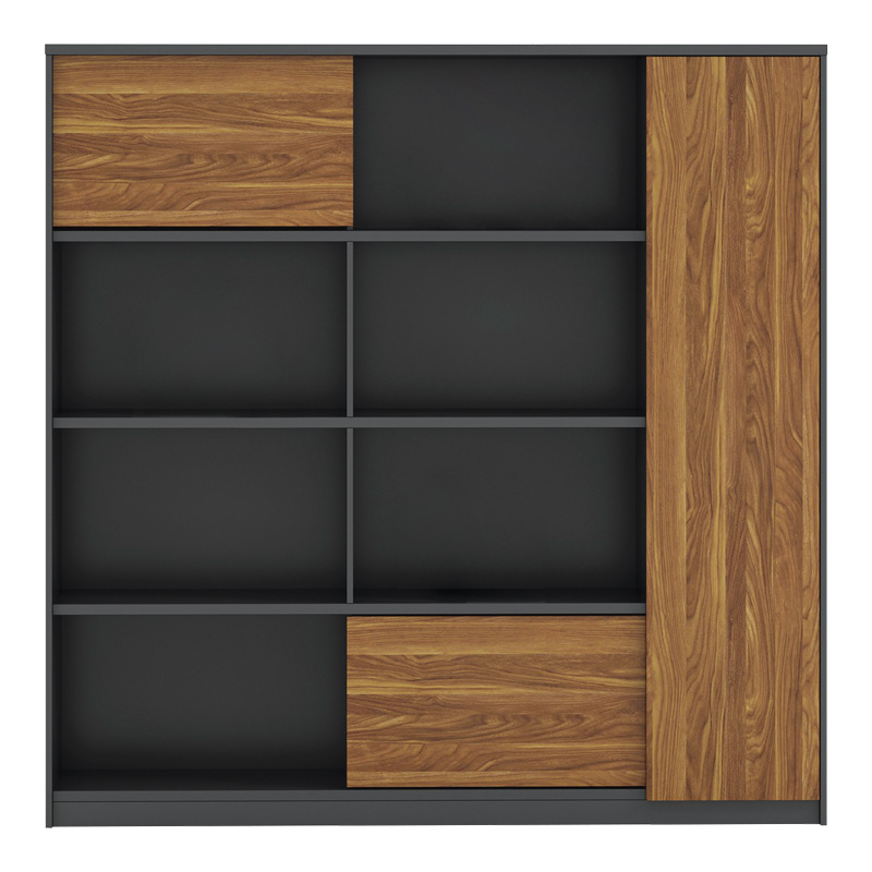 Oscar profesional pakoworld raft librash profesional zyre me melaminë në nuancë arre-qymyr 180x40x180cm