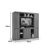 Bibliotekë profesionale Oscar pakoworld arrë-antracit 200x40x200cm