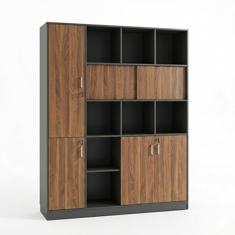 Bibliotekë profesionale Bokanza pakoworld arrë-antracit 160x40x200cm