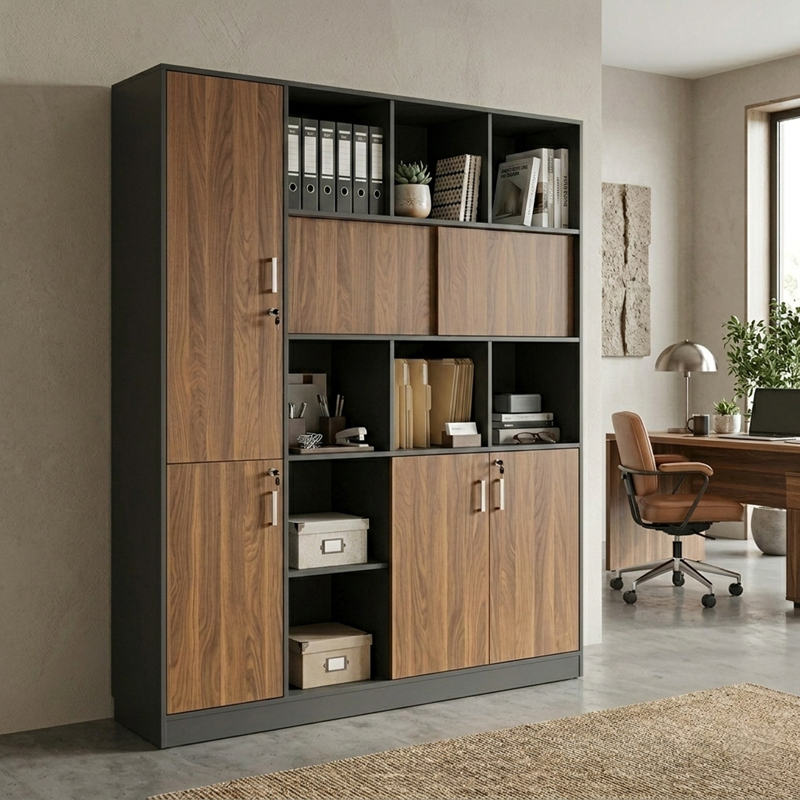 Bibliotekë profesionale Bokanza pakoworld arrë-antracit 160x40x200cm