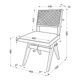 Karrige Winslow pakoworld dru rubberwood arrë e çelur-pvc rattan natyral-pëlhurë gri