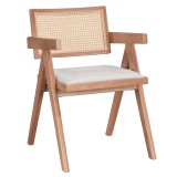 Fotel Winslow pakoworld dru rubberwood arrë e çelur-pvc rreth natyral-stof gri