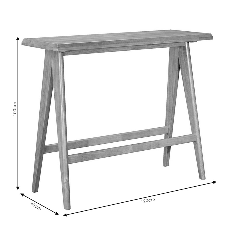 Tavolinë bari ngrënieje Winslow pakoworld dru gome arrë 120x45x100cm