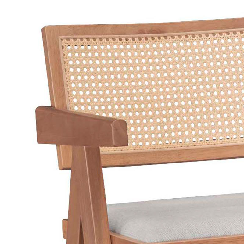 Stol bari me krahë Winslow pakoworld dru rubberwood arrë e lehtë-pvc rattan natyral-copë gri