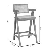 Karrige bari me krahë Winslow pakoworld dru rubberwood e zezë-rattan pvc natyral-pëlhurë gri