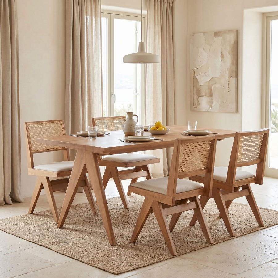 Set ngrënieje Winslow pakoworld set 5 copë dru gome arrë e lehtë 160x85x75cm