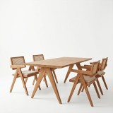 Set ngrënieje Winslow Ι pakoworld set 5 copë dru gome arrë e çelur 160x85x75cm