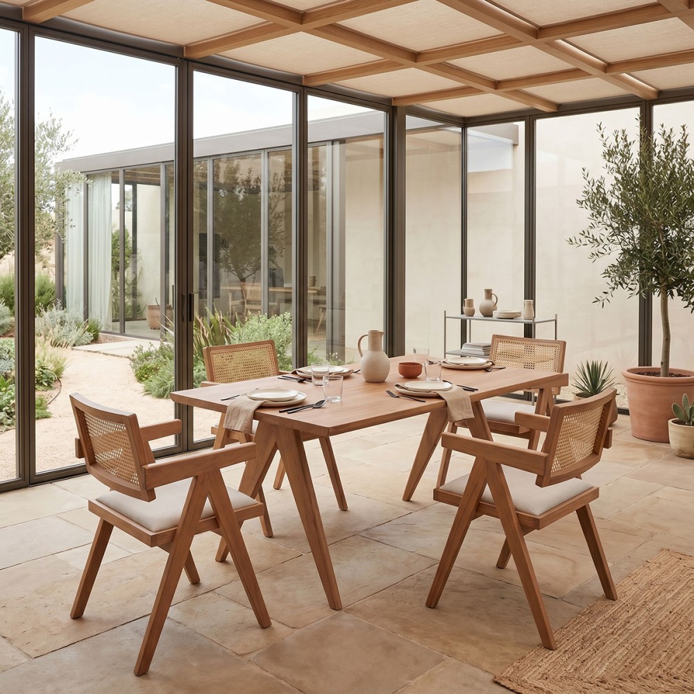 Set ngrënieje Winslow Ι pakoworld set 5 copë dru gome arrë e çelur 160x85x75cm