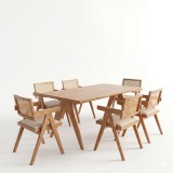 Set ngrënieje Winslow Ι pakoworld set 7 copë dru gome arrë e çelur 160x85x75cm