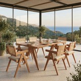 Set ngrënieje Winslow Ι pakoworld set 7 copë dru gome arrë e çelur 160x85x75cm