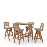 Set bar ngrënieje Winslow pakoworld set 5 copë druri gome arre e lehtë 120x45x100cm