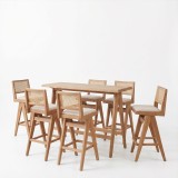 Set bar ngrënieje Winslow pakoworld set 7 copë druri gome arre e lehtë 120x45x100cm