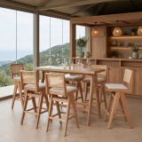 Set bar ngrënieje Winslow pakoworld set 7 copë druri gome arre e lehtë 120x45x100cm