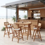 Set ngrënieje Winslow Ι pakoworld set 5 pjesë dru kauçuk arrë e çelur 120x45x100cm