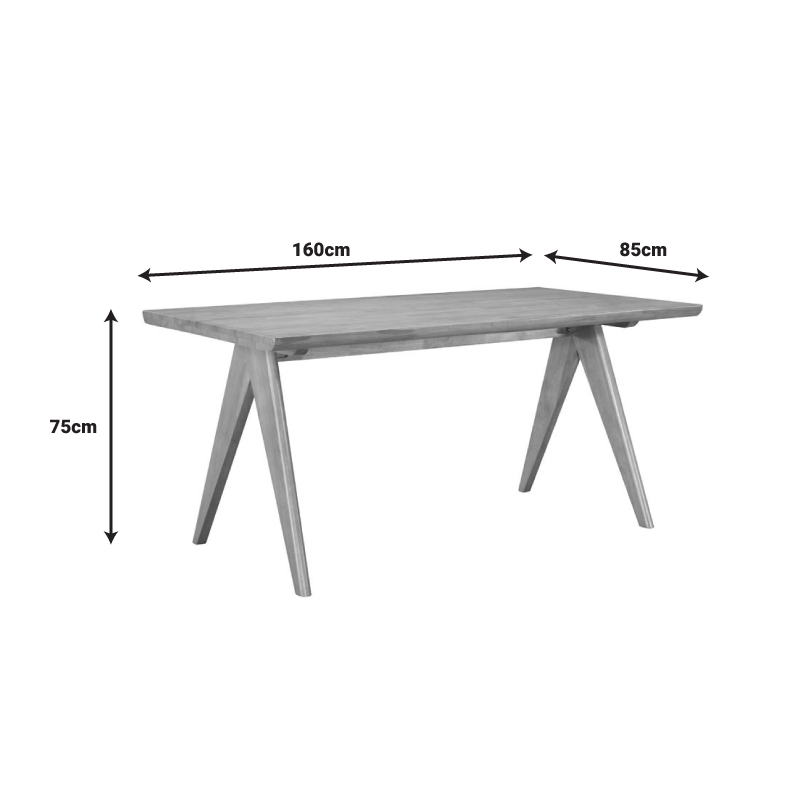 Tavolinë ngrënieje Winslow pakoworld set prej 7 dru gome në nuancë arre të lehtë 160x85x75cm