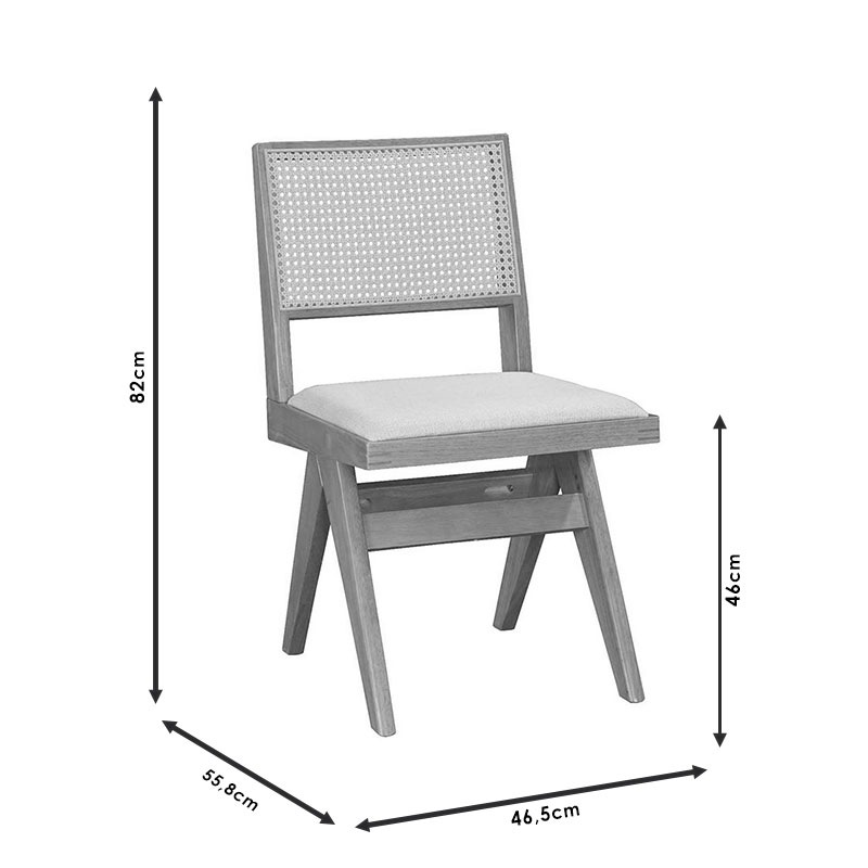 Tavolinë ngrënieje Winslow pakoworld set prej 7 dru gome në nuancë arre të lehtë 160x85x75cm