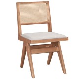 Tavolinë ngrënieje Winslow pakoworld set prej 7 dru gome në nuancë arre të lehtë 160x85x75cm