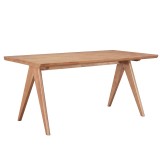 Tavolinë ngrënieje Winslow pakoworld set prej 7 dru gome në nuancë arre të lehtë 160x85x75cm