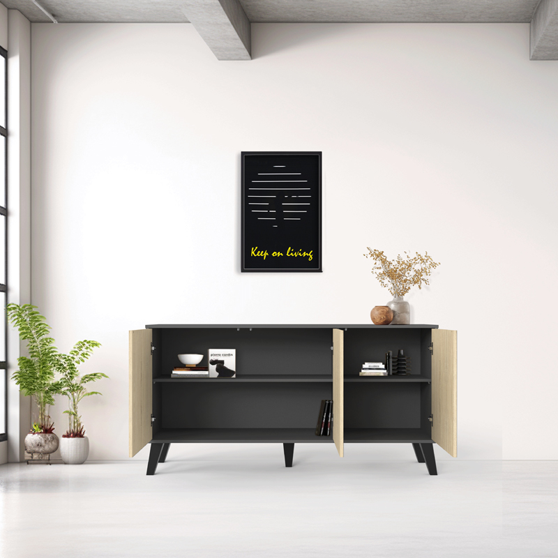 Bufe Billie pakoworld antracit-SONOMA 149x40x77cm