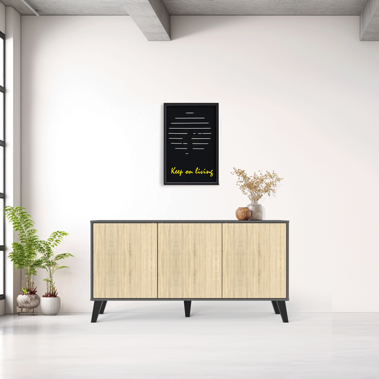 Bufe Billie pakoworld antracit-SONOMA 149x40x77cm