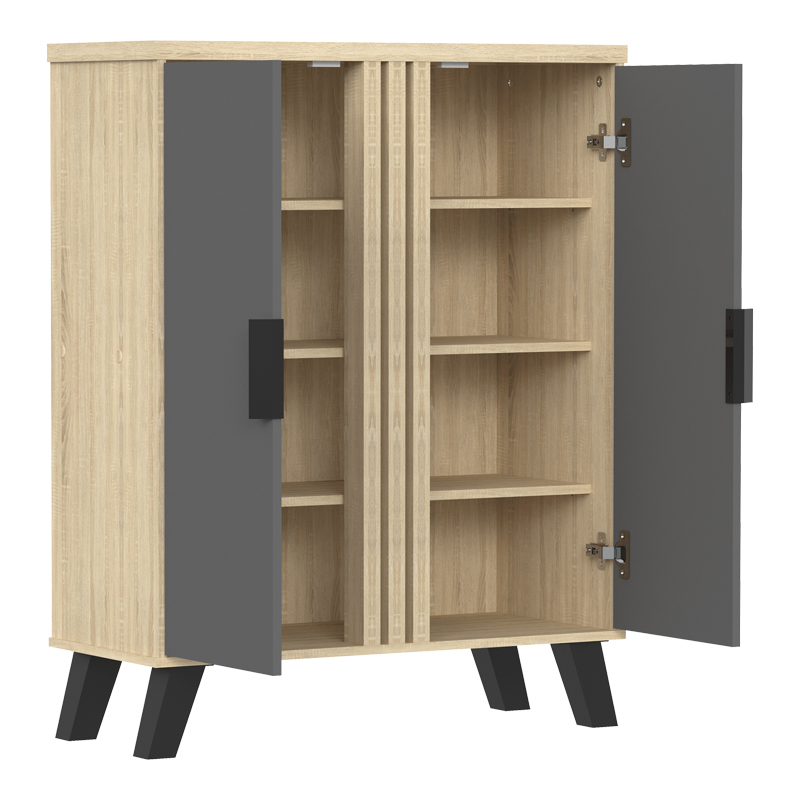 Dollap këpucësh Shoby pakoworld antracit-sonoma 70.5x30x91cm