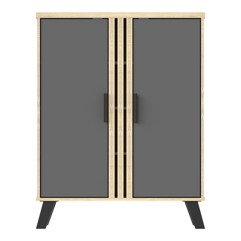 Dollap këpucësh Shoby pakoworld antracit-sonoma 70.5x30x91cm
