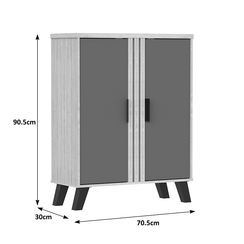 Dollap këpucësh Shoby pakoworld antracit-sonoma 70.5x30x91cm