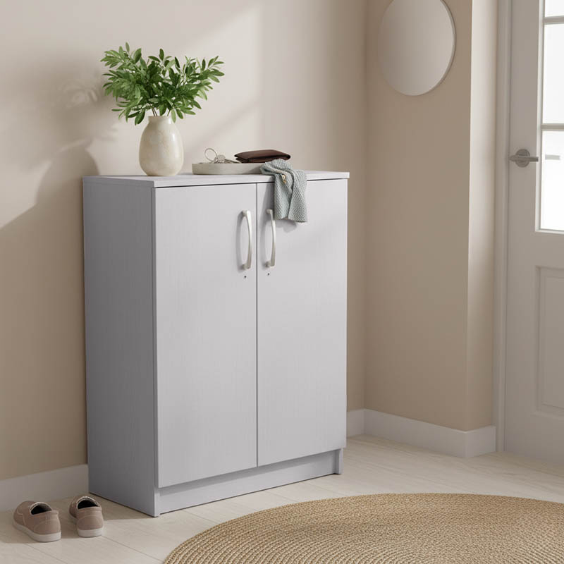 Kabinet këpucësh Shordo pakoworld melamine e bardhë-lisi 60x40.5x80cm