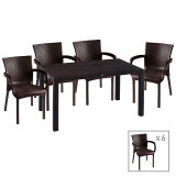 Komplet ngrënie Explore-Festive pakoworld set 7 copë PP kafe 150x90x73.5cm
