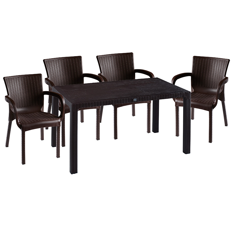 Komplet ngrënie Explore-Festive pakoworld set 5 copë PP kafe 150x90x73.5cm