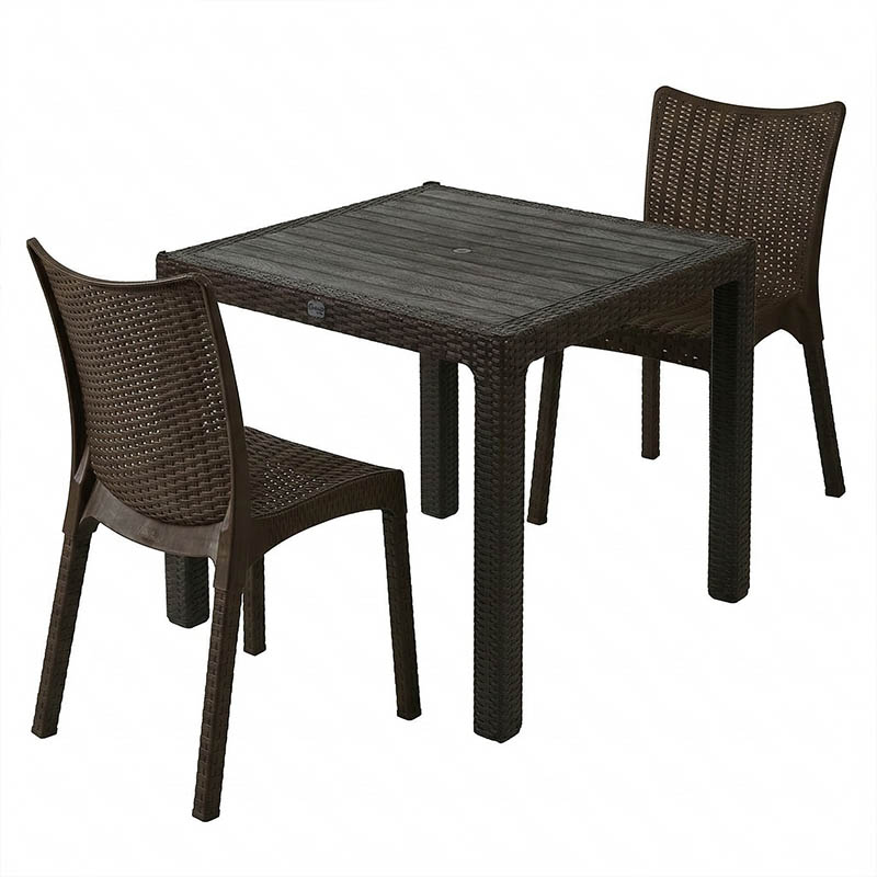 Set ngrënieje Explore-Confident pakoworld set 3 copë PP kafe 90x90x73.5cm