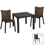 Set ngrënieje Explore-Confident pakoworld set 5 copë PP kafe 90x90x73.5cm