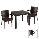 Set ngrënieje Explore-Festive pakoworld set 5 copë PP kafe 90x90x73.5cm