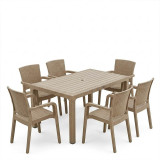 Set ngrënieje Explore-Halcyon pakoworld set 7 copë PP kapuçino 150x90x73.5cm