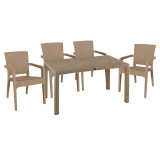 Set ngrënieje Explore-Halcyon pakoworld set 5 copë PP kapuçino 150x90x73.5cm